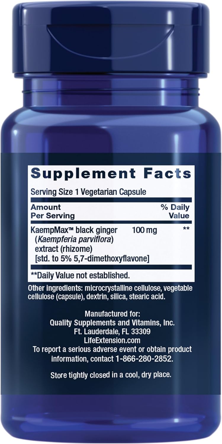 Life Extension Male Vascular Sexual Support – Black Ginger (Kaempferia parviflora) – 30 Capsules - görsel 2