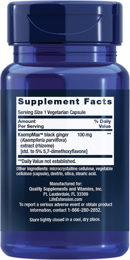 Life Extension Male Vascular Sexual Support – Black Ginger (Kaempferia parviflora) – 30 Capsules
