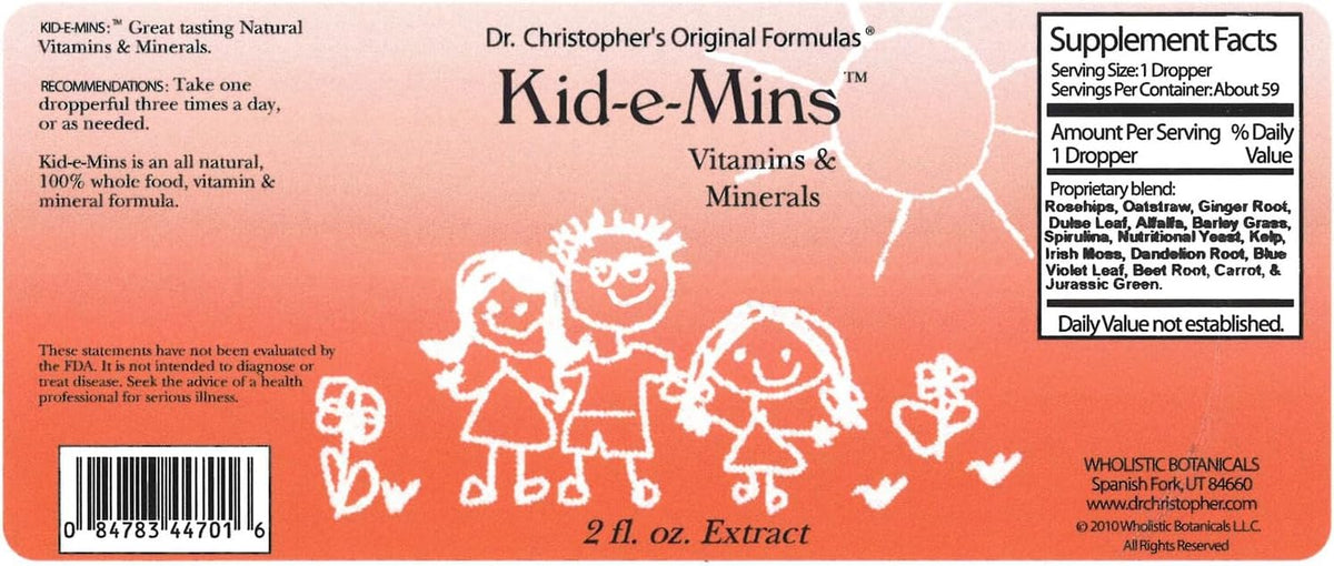 Dr. Christopher's Kid-E-Mins Vitamins & Minerals - Natural Orange Flavour - Children's Liquid Multivitamin - 59 ml - görsel 2