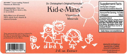 Dr. Christopher's Kid-E-Mins Vitamins & Minerals - Natural Orange Flavour - Children's Liquid Multivitamin - 59 ml