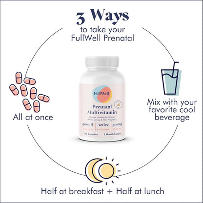 FullWell Women's Prenatal Multivitamin - 240 Capsules (30 Servings)