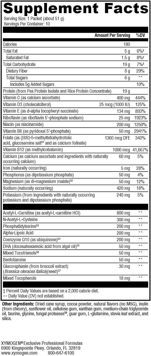 XYMOGEN BrainSustain - 19 g Pea & Rice Protein - Support Brain Health & Function - Gluten-free, Dairy-free & Non-GM - Creamy Chocolate Flavour - 10 Servings - görsel 2