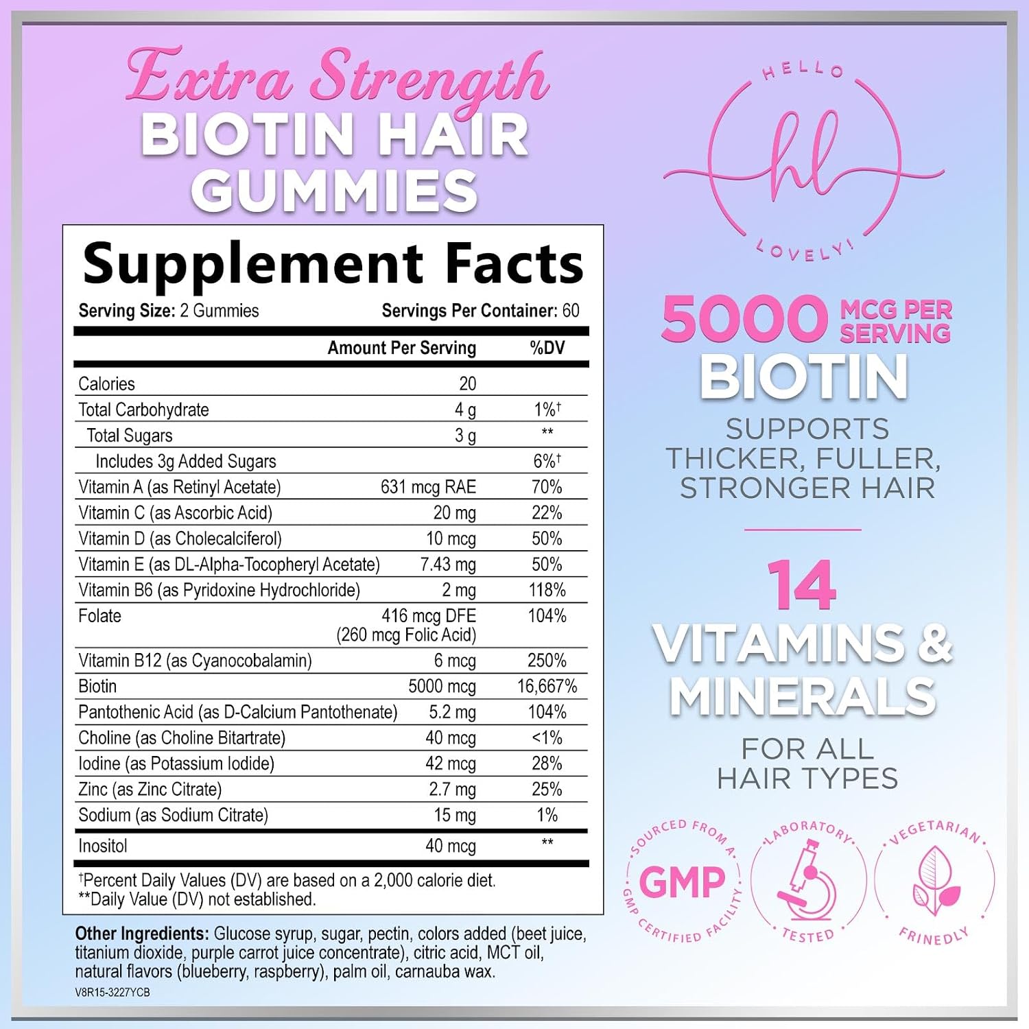 Hair Vitamin Gummies with Biotin – Vitamins E, C & Zinc for Normal Hair and Skin, Premium Vegetarian & Non-GMO – Natural Support for Healthy-Looking Hair, Skin & Nails – 120 Gummy Bears - görsel 2