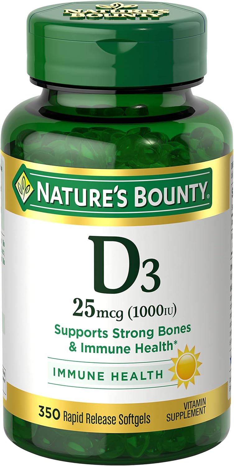 Nature's Bounty Vitamin D3 1000 IU, Immune Support, Helps Maintain Healthy Bones, 250 Rapid Release Softgels - görsel 9