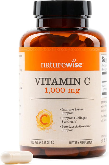 NatureWise Vitamin C 1000mg Capsules - High Potency, Vegan, Non-GMO - 120 Capsules (120-Day Supply)