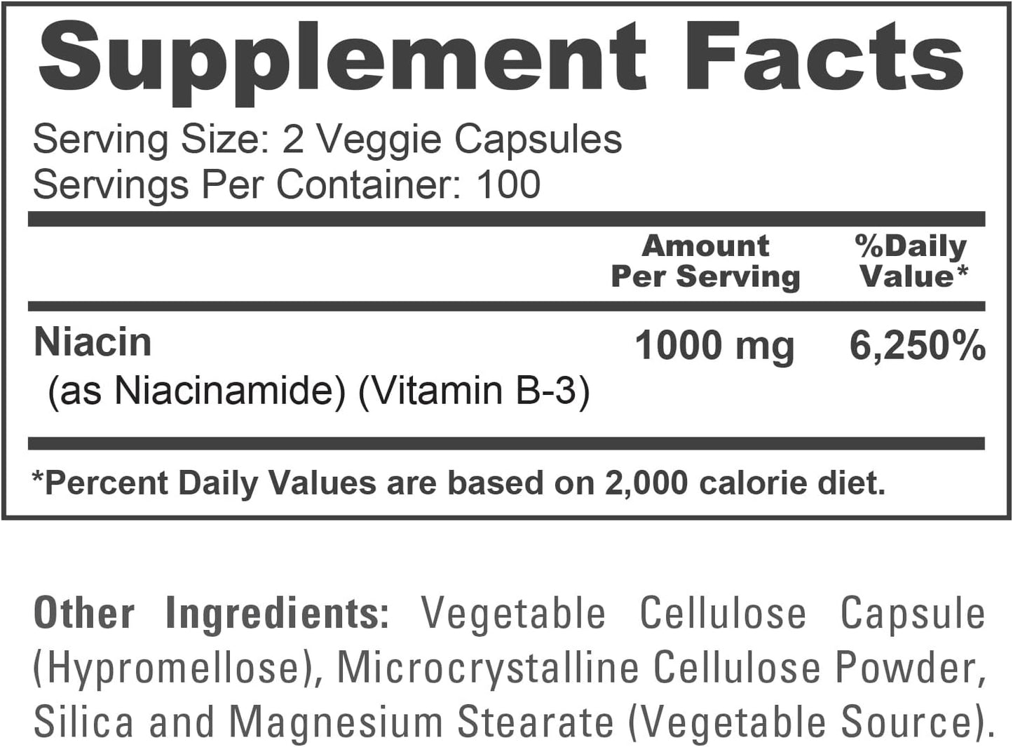 NusaPure Niacinamide 1000mg, 200 Vegetable Capsules - Flush-Free Vitamin B3 Supplement - görsel 4