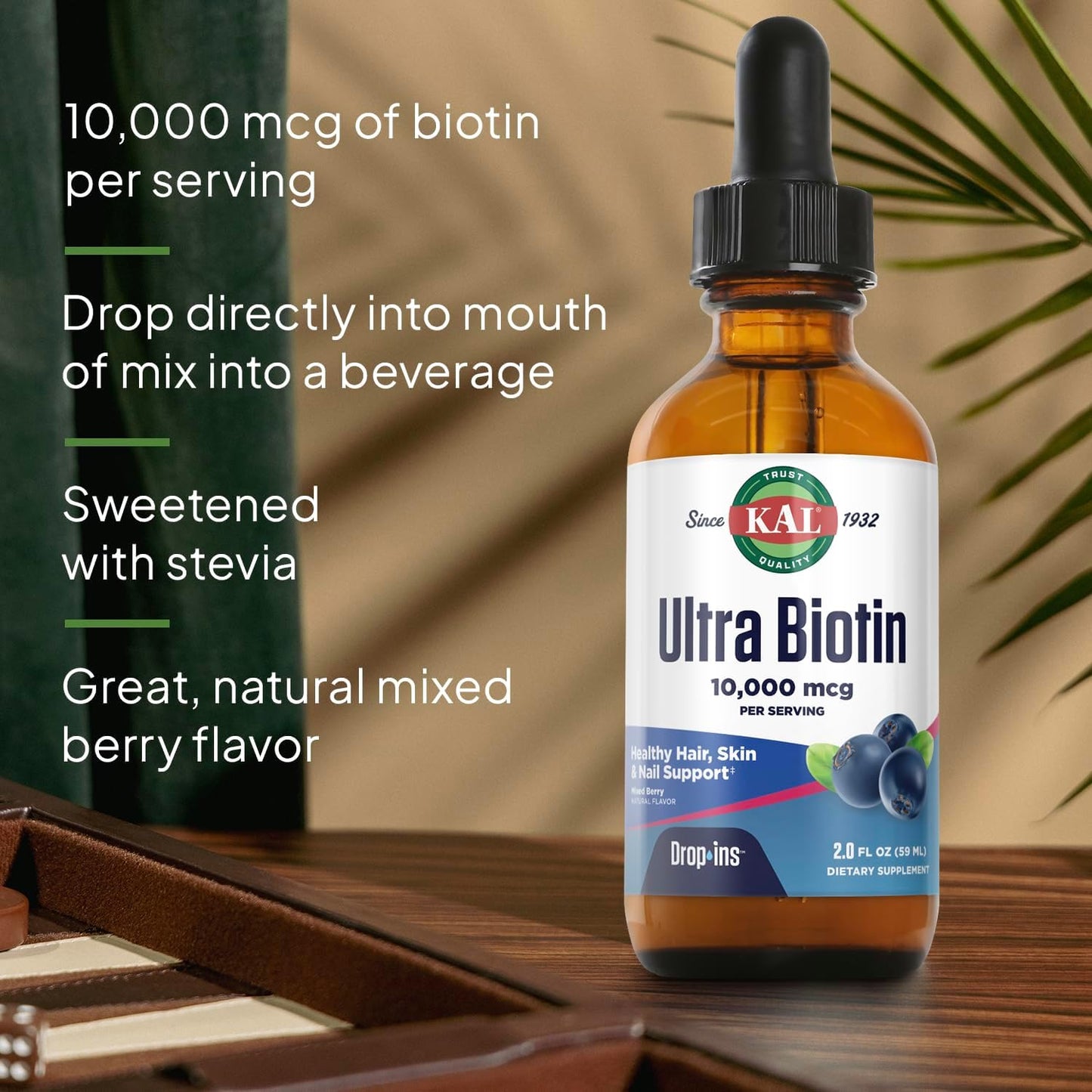 KAL Ultra Biotin 10000mcg DropIns - Liquid Biotin Drops for Hair, Skin and Nails - görsel 4