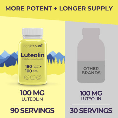 Luteolin Food Supplement 100mg – 180 Vegetarian Capsules, 3-Month Supply
