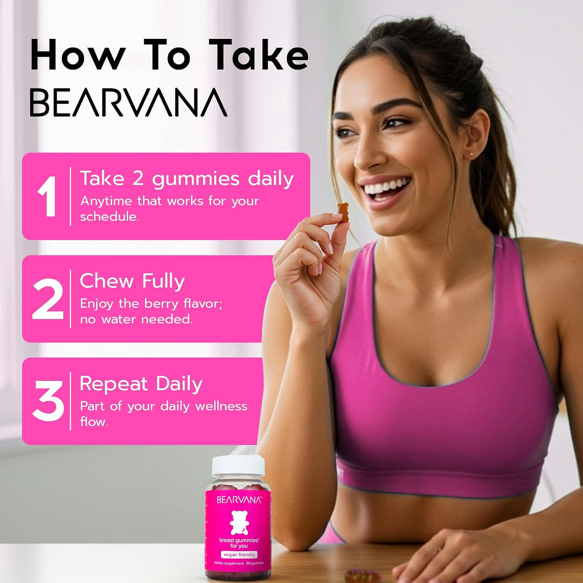 BEARVANA Women's Multivitamin Gummies - Berry Flavour - 60 Gummies - görsel 4