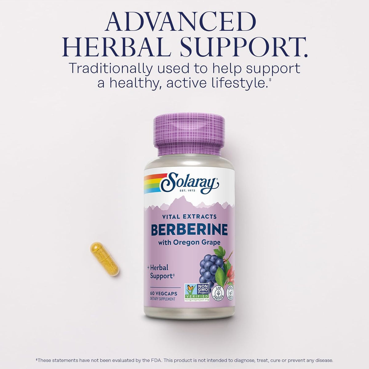 SOLARAY Berberine 250mg – Berberine HCl Supplement with Oregon Grape, Vegan, Non-GMO, 60 VegCaps - görsel 3