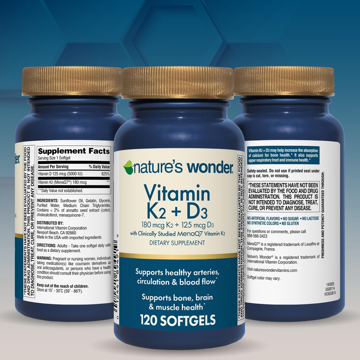 Nature's Wonder Vitamin K2 + D3 with MenaQ7 for Cardiovascular, Brain, Bone and Muscle Health, 120 Soft gel capsules, 120 Day Supply - görsel 8