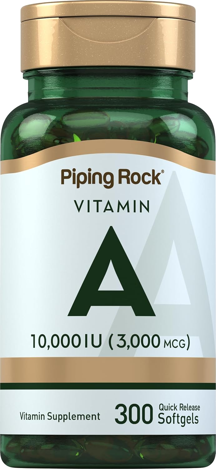 Piping Rock Vitamin A 10000 IU Softgels | 300 Count | Non-GMO, Gluten-free Supplement - görsel 1