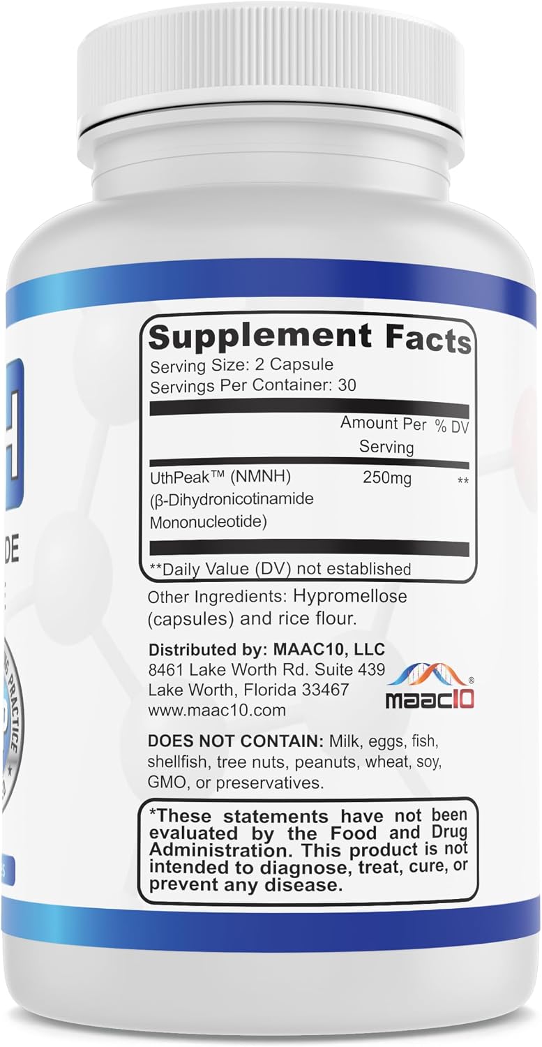 MAAC10 NMNH - NAD+ Booster Food Supplement - 250 mg, 60 Capsules - görsel 2