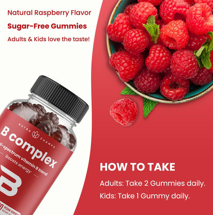 NutraChamps Vitamin B Complex Gummies – Complete B Vitamin Supplement with Methylcobalamin