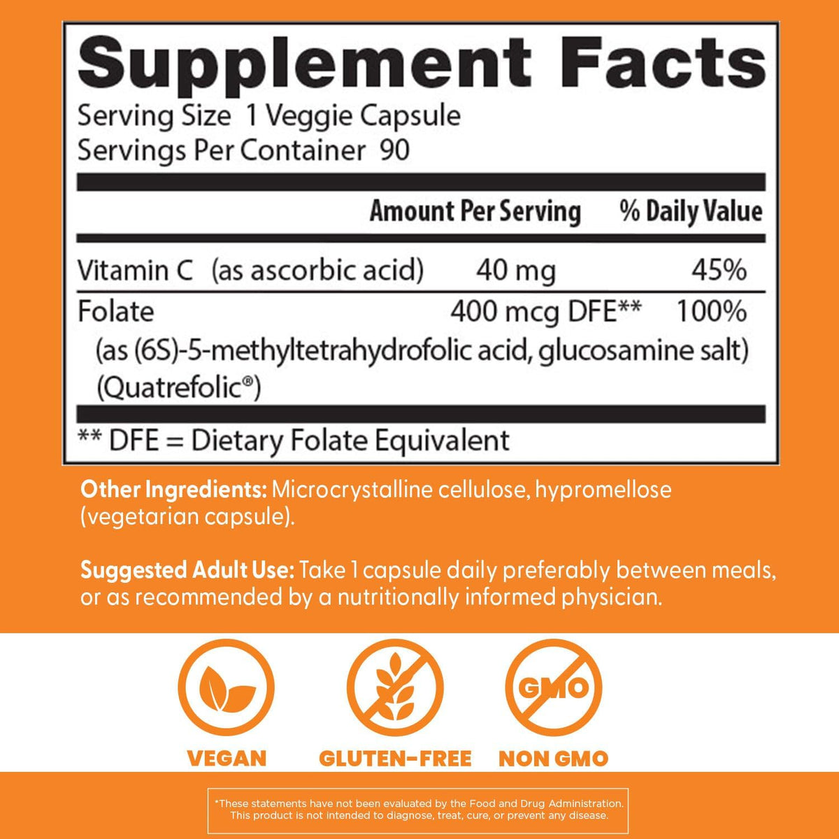 Doctor's Best Fully Active Folate with Quatrefolic, 400 mcg, 90 Vegetarian Capsules - görsel 4