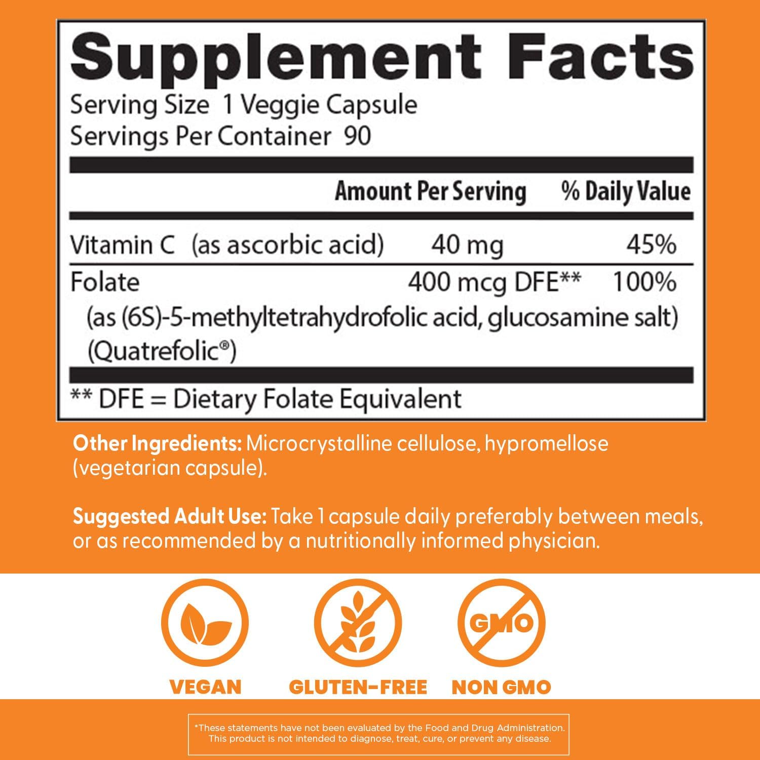 Doctor's Best Fully Active Folate with Quatrefolic, 400 mcg, 90 Vegetarian Capsules - görsel 4