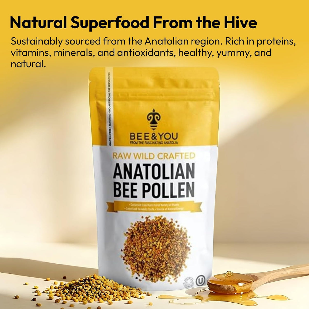 Bee and You Bee Pollen Granules, 454g (1lb) Bag, 100% Pure Natural Supplement - görsel 5