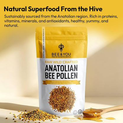Bee and You Bee Pollen Granules, 454g (1lb) Bag, 100% Pure Natural Supplement
