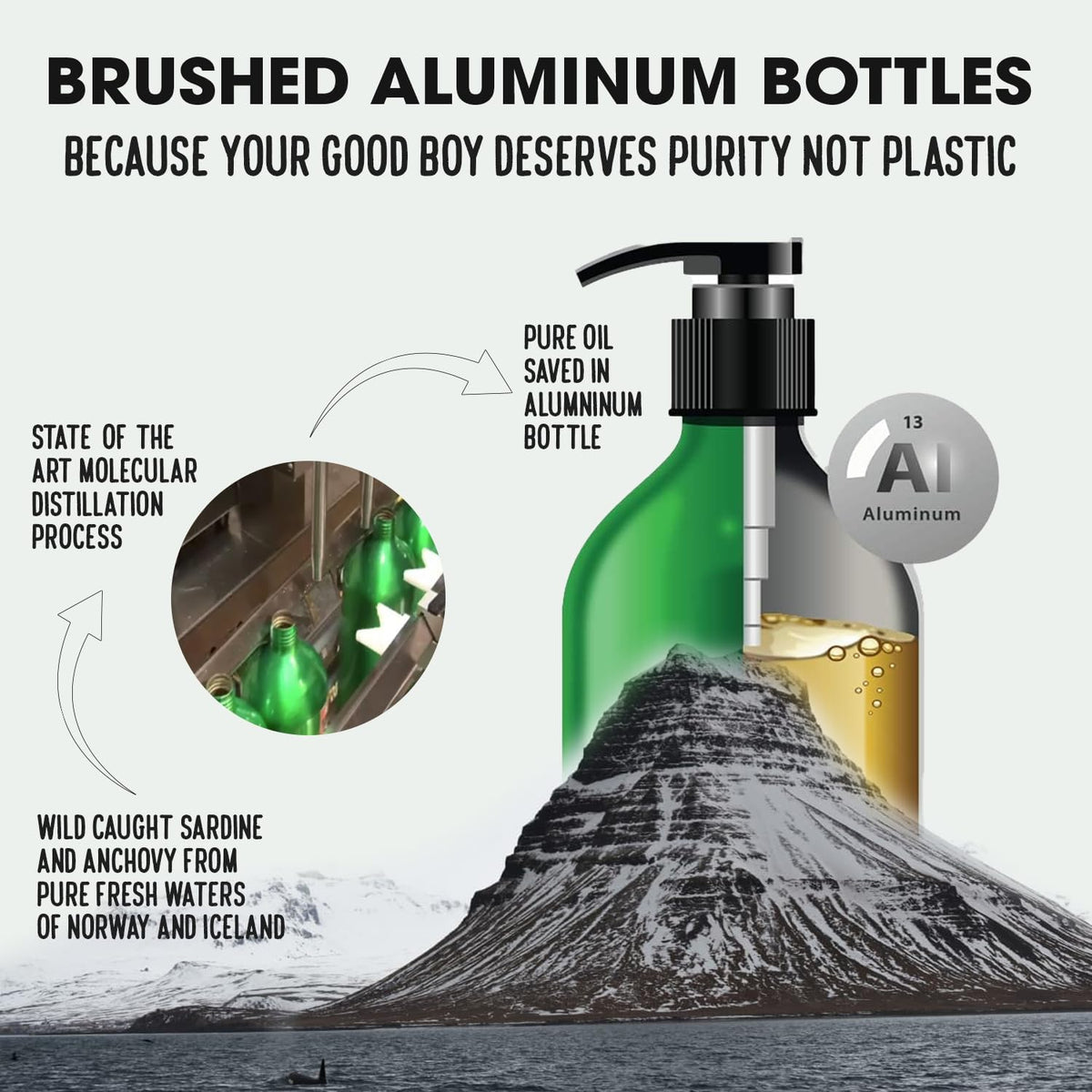Sardine Anchovy Oil | 1296mg Omega | Unscented Pharmaceutical Grade | For Dogs & Cats | BPA-Free Brushed Aluminium Epoxy Coated Bottle with Pump 33 OZ - görsel 3