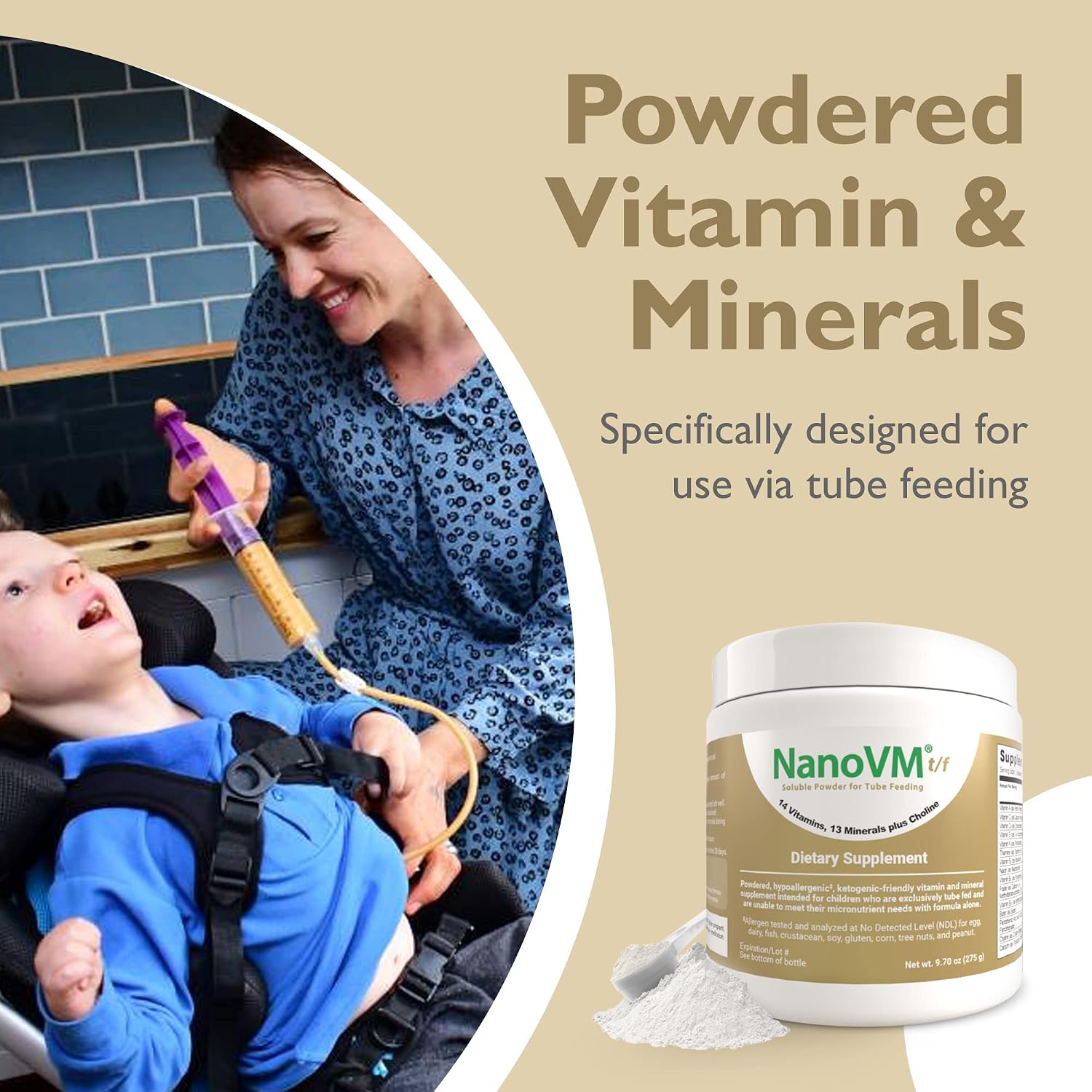 NanoVM t/f Dietary Supplement for Tube Feeding, Allergen-Free Kids Multivitamin, Unflavoured Powder, 275g - görsel 7