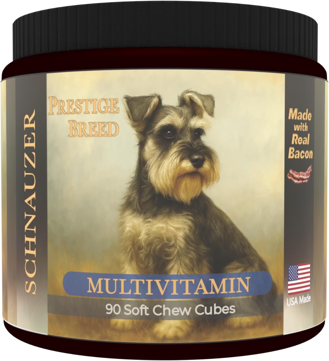 Prestige Breed Multivitamins for Schnauzers, Balanced Nutrition, 90 Count, Made in USA with Real Bacon - görsel 1
