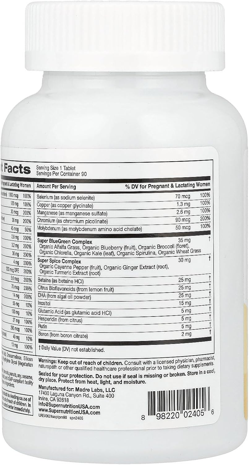 SuperNutrition Simply One® Prenatal Multivitamin with Super Greens, Spices, Vitamin A, and Folate, 90 Tablets - görsel 3