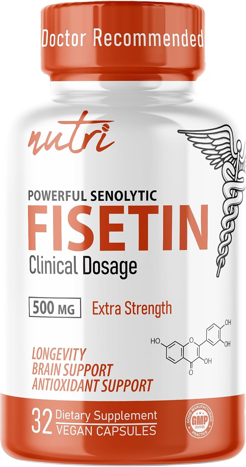 Nutri Fisetin 500 mg – Clinical Dosage Senolytic Activator – 32 Capsules - görsel 1