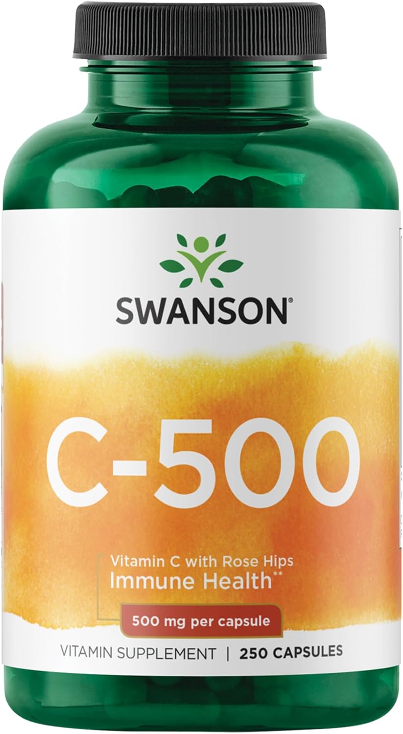 Swanson Vitamin C 500 mg with Rose Hips – 250 Capsules - görsel 1