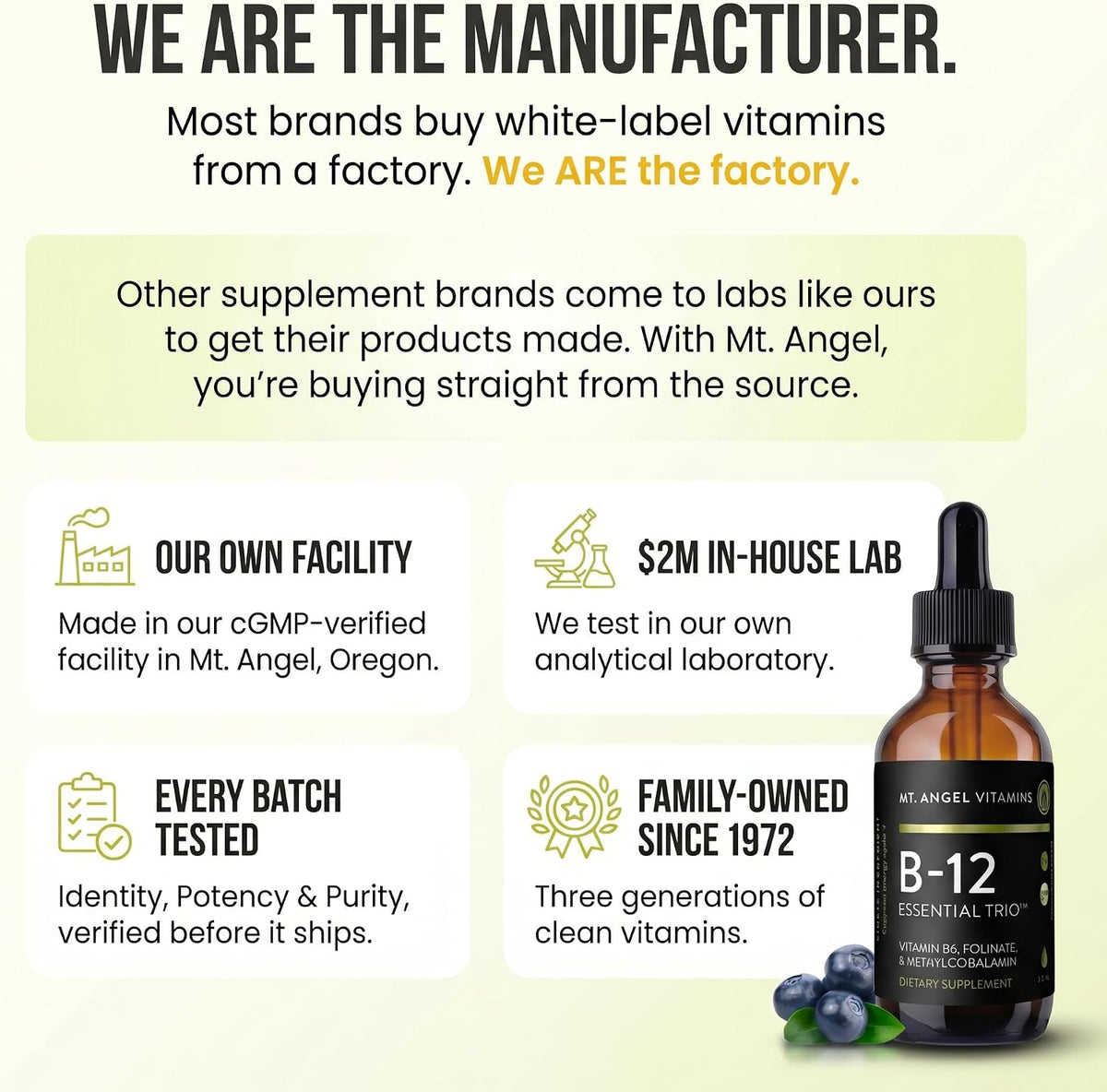 Mt. Angel Vitamins B12 Essential Trio - Vegan Sublingual Drops with Methyl B12, B6 & Folate - görsel 5