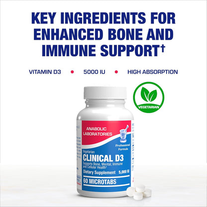 High Strength Vitamin D3 5000 IU - Clinical Formula Vitamin D Supplement for Men and Women