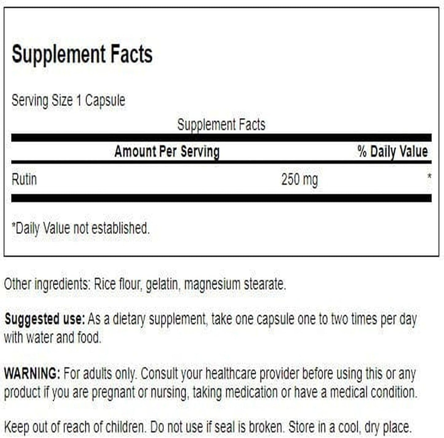 Swanson Rutin 250 mg, 250 Capsules - görsel 2