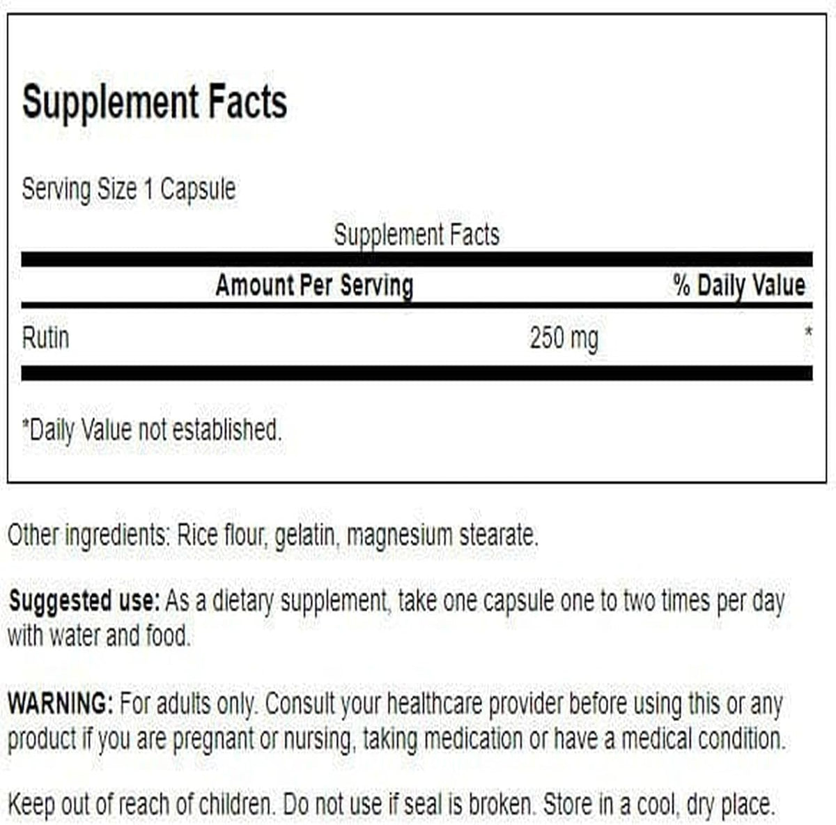 Swanson Rutin 250 mg, 250 Capsules - görsel 2