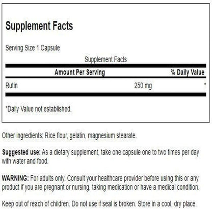 Swanson Rutin 250 mg, 250 Capsules
