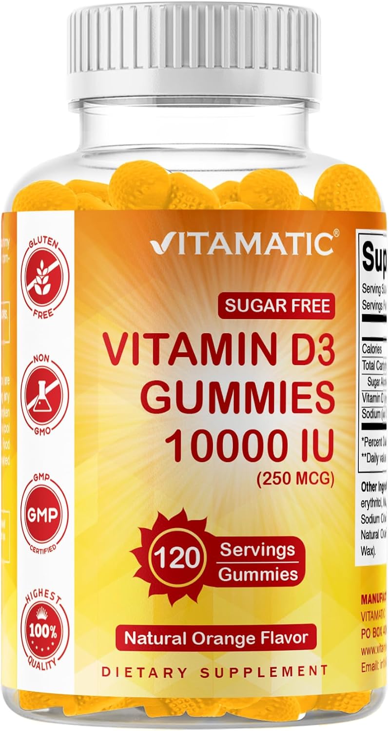 Vitamatic Sugar Free Vitamin D3 2000 IU Gummies - Peach Flavour, 120 Count - görsel 10