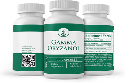 PURE ORIGINAL INGREDIENTS Gamma Oryzanol 100 Capsules – No Additives, Lab Verified