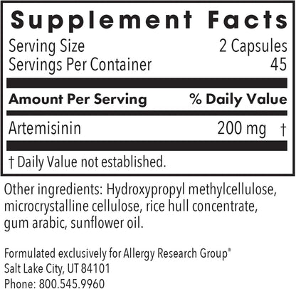 ARG Artemisinin - 200 mg Sweet Wormwood Extract - Traditional Immune & Digestive Support - 90 Capsules