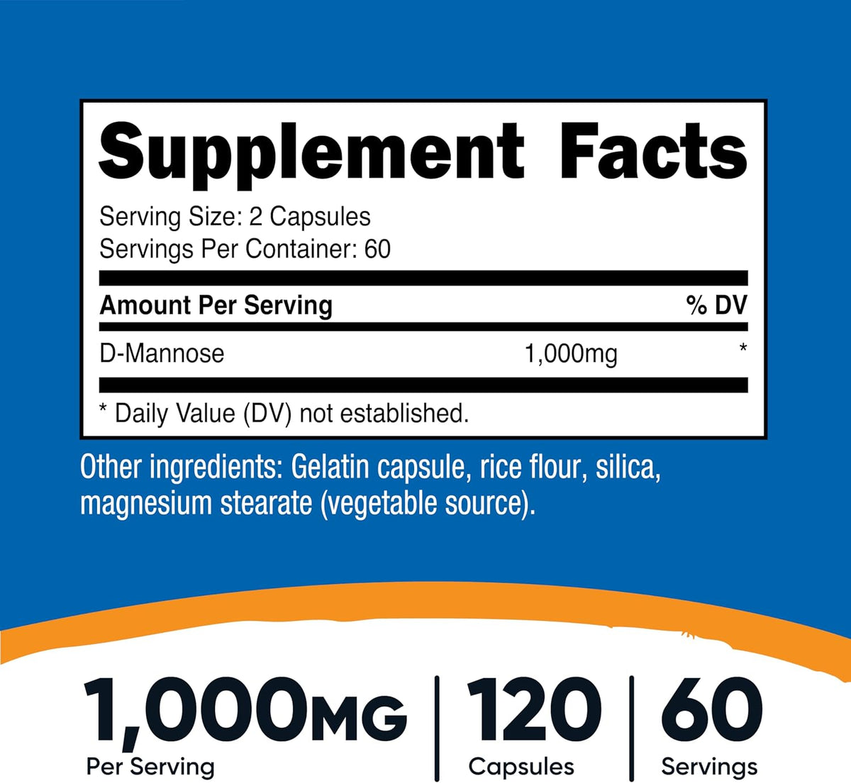 Nutricost D-Mannose 1000mg per Serving, 120 Capsules - Urinary Tract Health - görsel 2