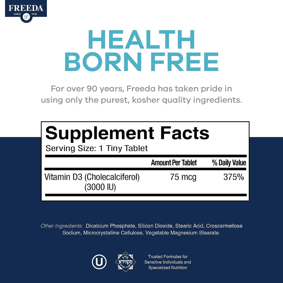 FREEDA Vitamin D3 3000 IU – Kosher Supplement Tablets for Bone & Immune Health - görsel 4