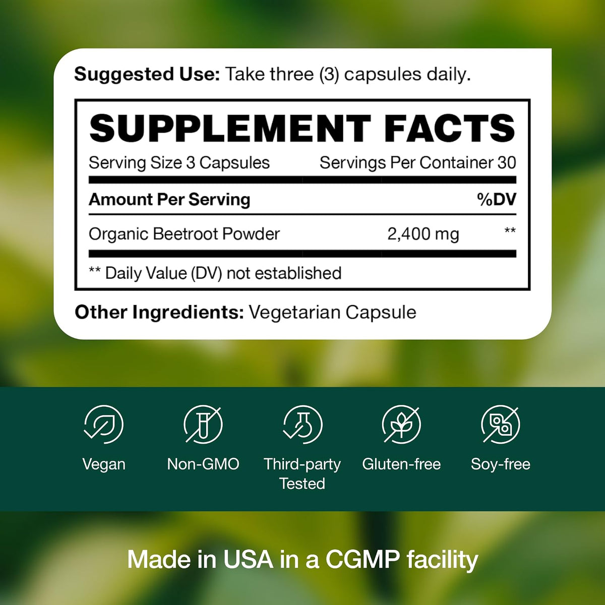 Organic Beet Root Capsules – 2400mg Potent Dose – Antioxidant Support – Vegan, Non-GMO, Gluten-Free - görsel 7