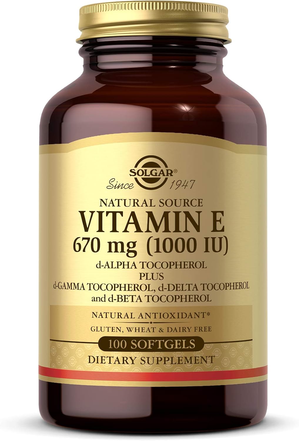 Solgar Vitamin E 670 mg (1000 IU) Mixed Softgels, 100 Softgels - görsel 1