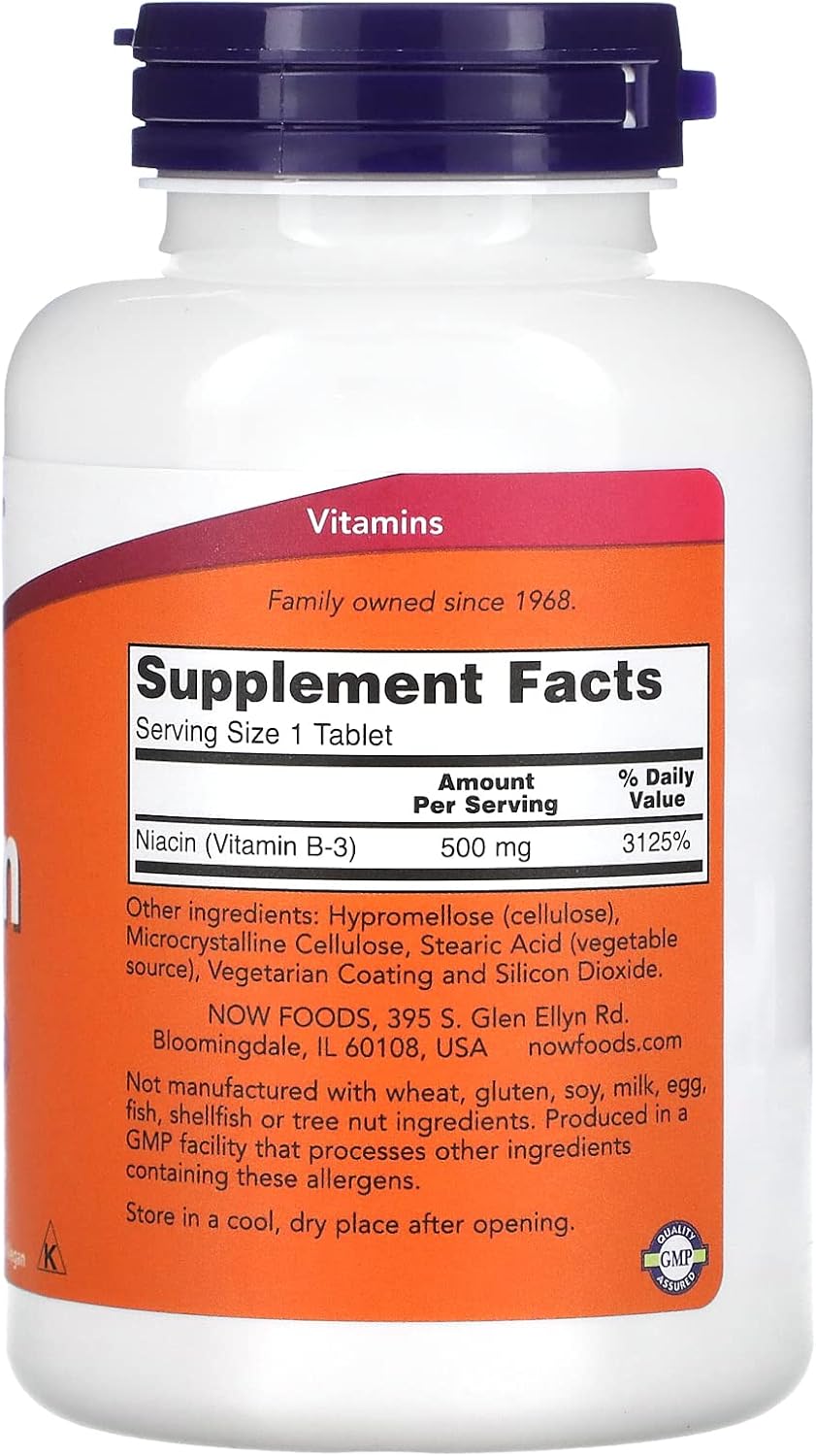 NOW Foods Niacin 500 mg, 250 Tablets (Pack of 2) - görsel 2
