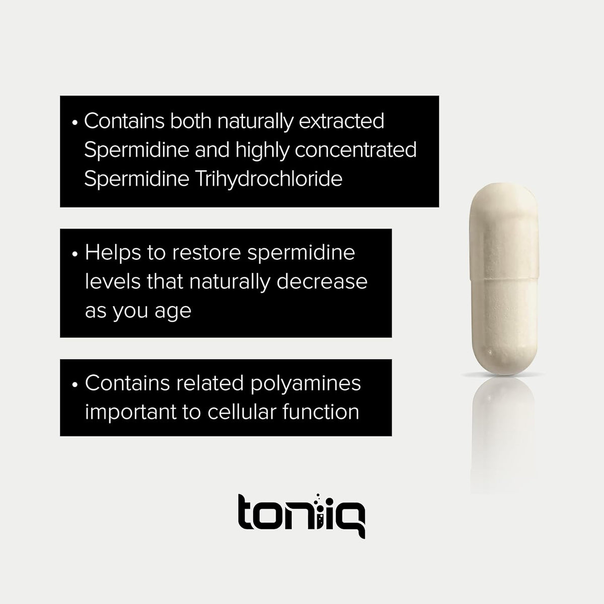 Toniiq 22mg Ultra Concentrated Spermidine Supplement – Spermidine Supplements for Men and Women – Rice Germ Extract and Trihydrochloride Complex Blend – 60 Vegetarian Capsules – 30 Servings - görsel 3