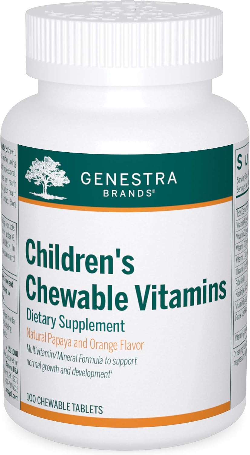 Genestra Brands Children's Chewable Vitamins | Vitamin-Mineral Supplement | 100 Chewable Tablets | Natural Papaya and Orange Flavour - görsel 1