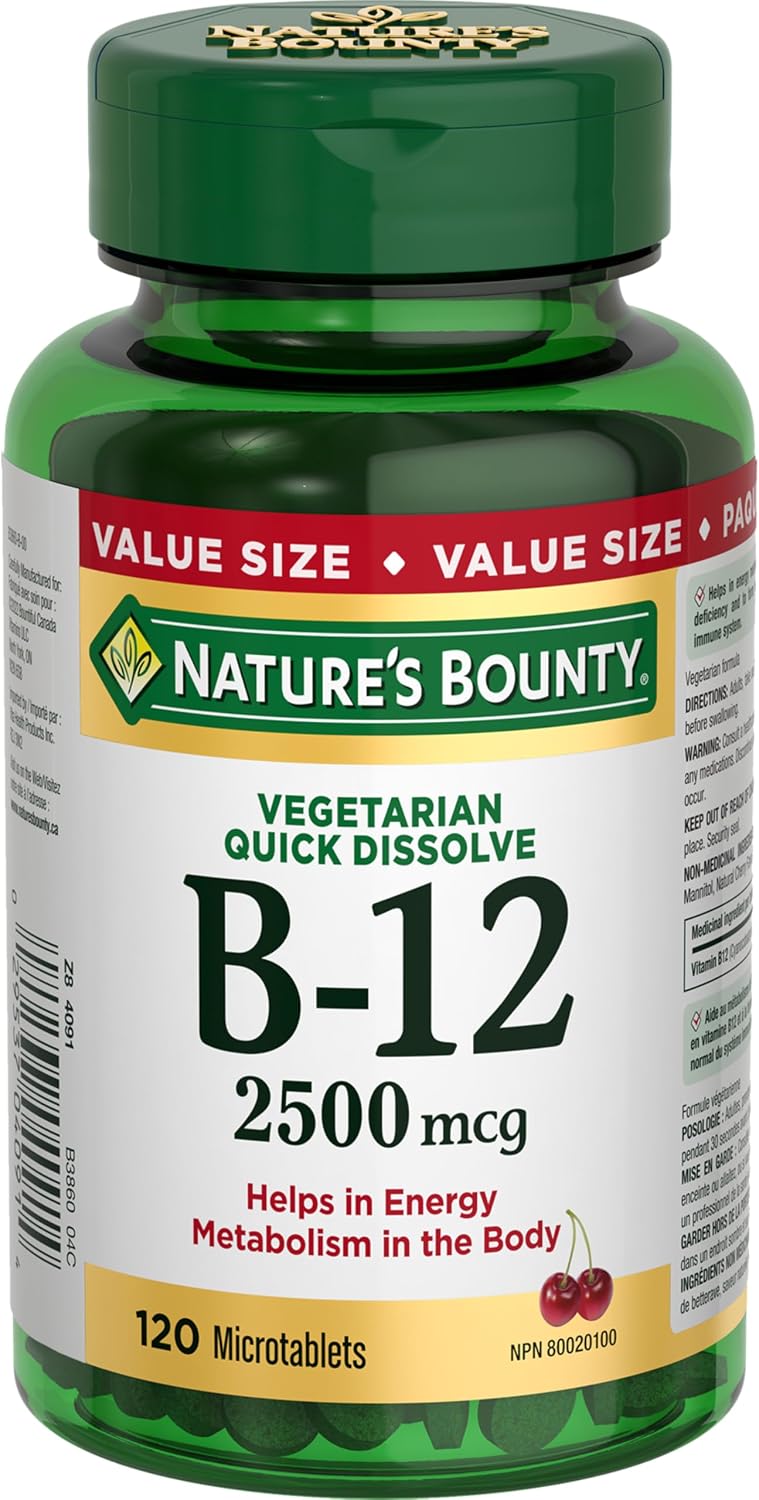 Nature's Bounty B-12 2500mcg Sublingual Tablets, 120 Count - görsel 1