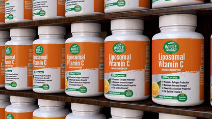 Whole Nature Liposomal Vitamin C 1200 mg - 180 Vegan Capsules - High Absorption Immune Support & Collagen Support