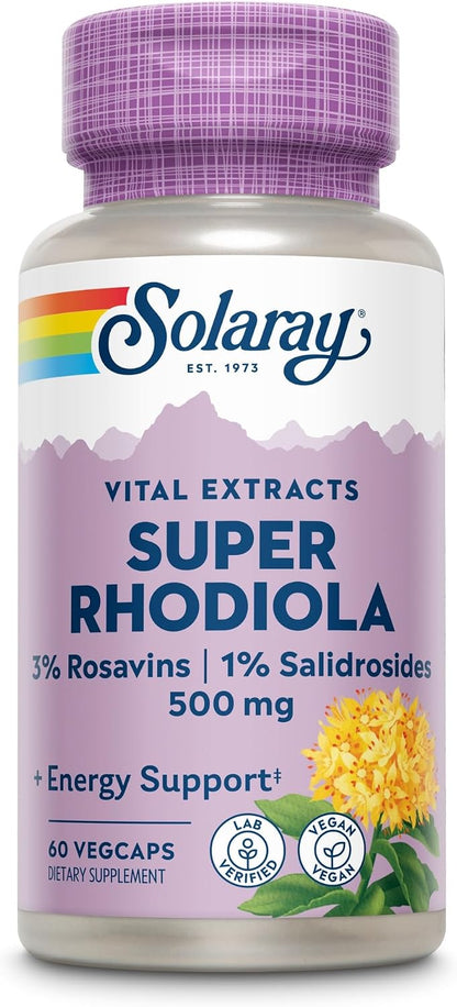 Solaray Super Rhodiola Root Extract 500 mg Vegetable Capsules (60 Capsules)