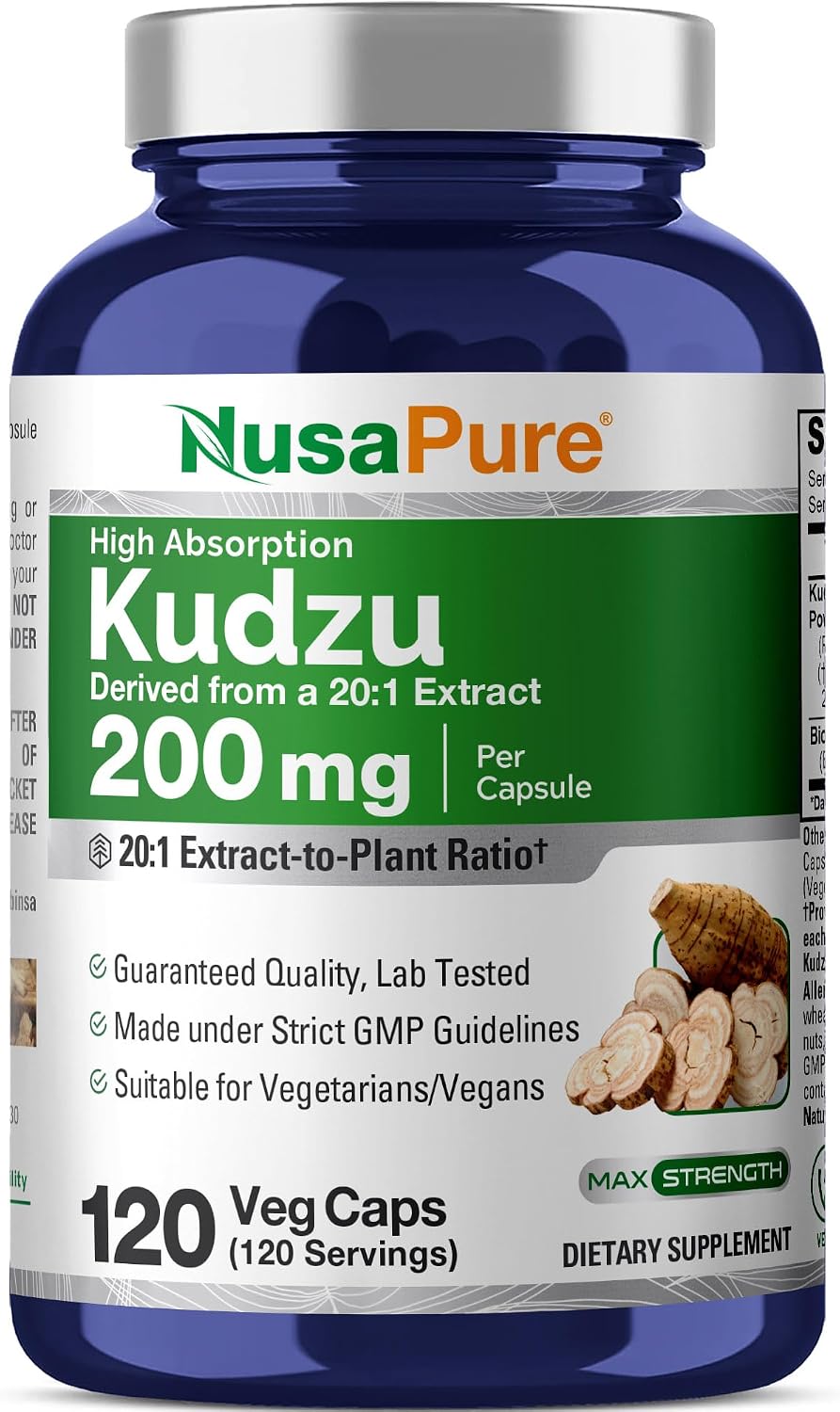 NusaPure Kudzu Root Capsules, 200 mg, 120 Veg Capsules - görsel 1