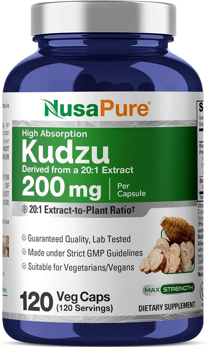 NusaPure Kudzu Root Capsules, 200 mg, 120 Veg Capsules
