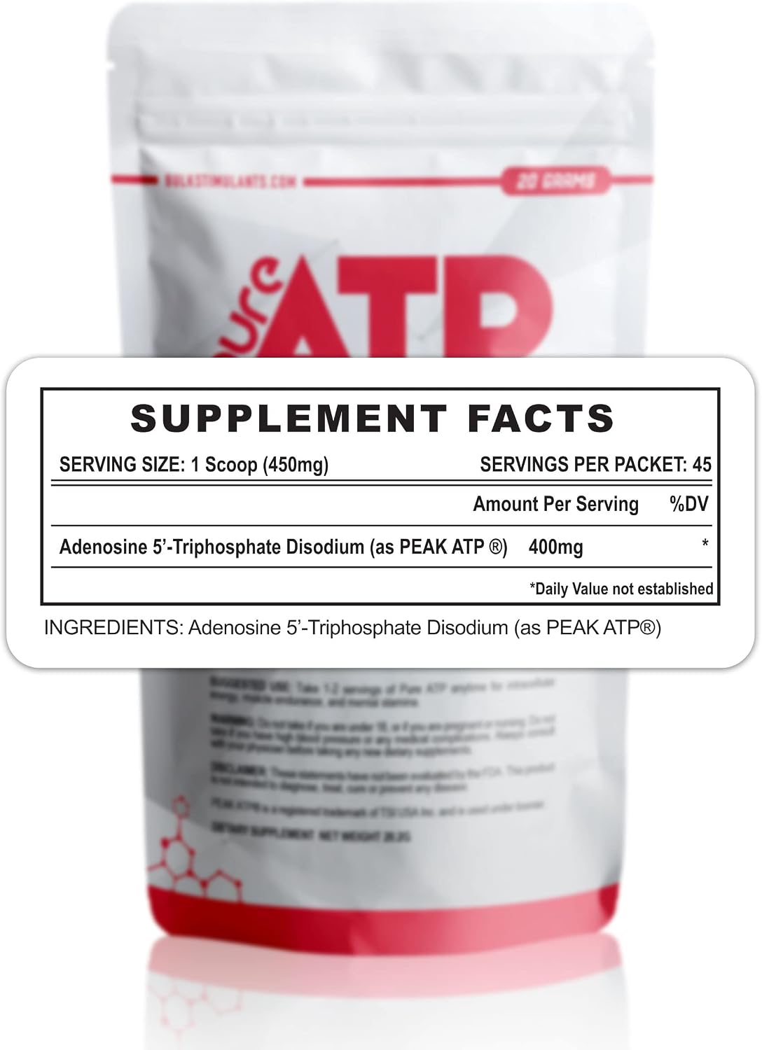 BulkStimulants Pure ATP Adenosine Triphosphate Powder – Increase Energy, Endurance, Strength, Recovery & Muscle Pump – 20 Grammes - görsel 2