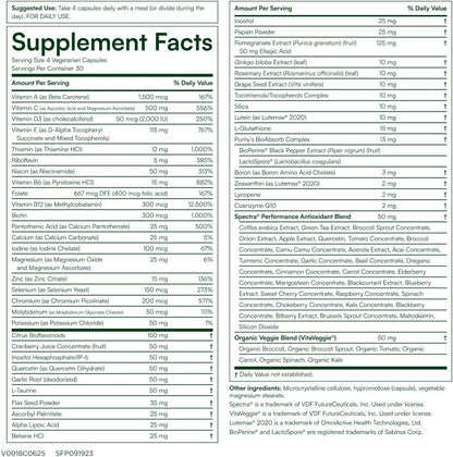 Purity Products Perfect Multi Super Greens Dietary Supplement, 120 Count